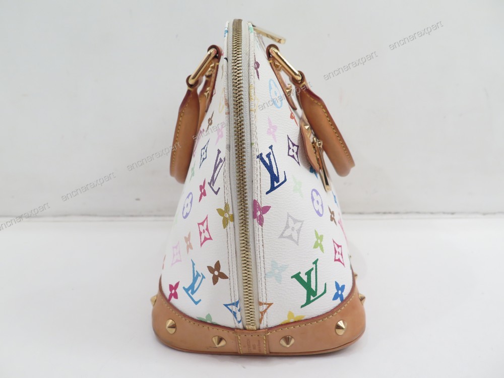 Sac Louis Vuitton monogramme multicolore Alma blanc authentique