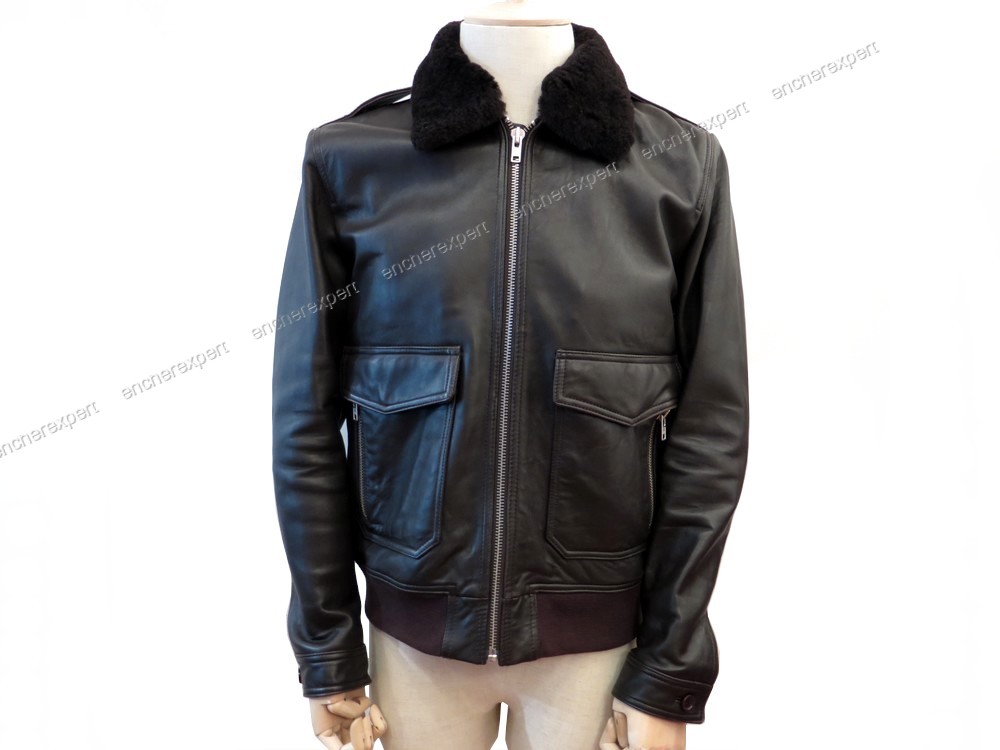 Veste en cuir the kooples hcu504 xl 56 58 blouson Authenticit