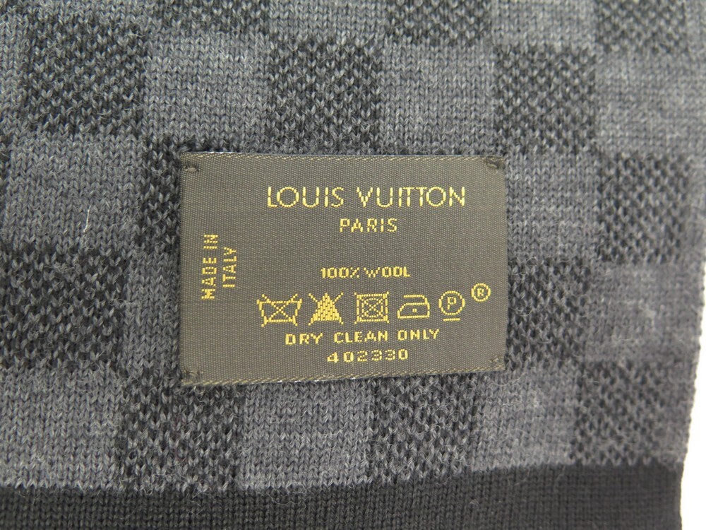 NEW LOUIS VUITTON SCARF PETIT DAMIER M74200 ANTHRACITE WOOL SCARF